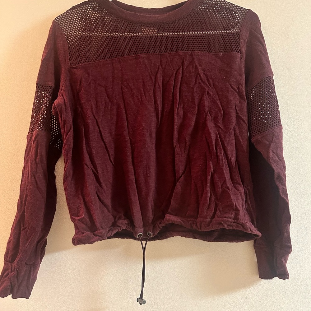 No Boundaries Red Long Sleeve Boxy Blouse